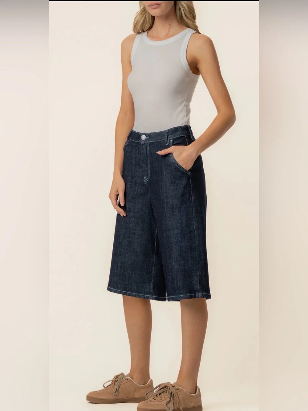 NWT KUT Mandy Bermuda denim long Jean shorts sz 10
